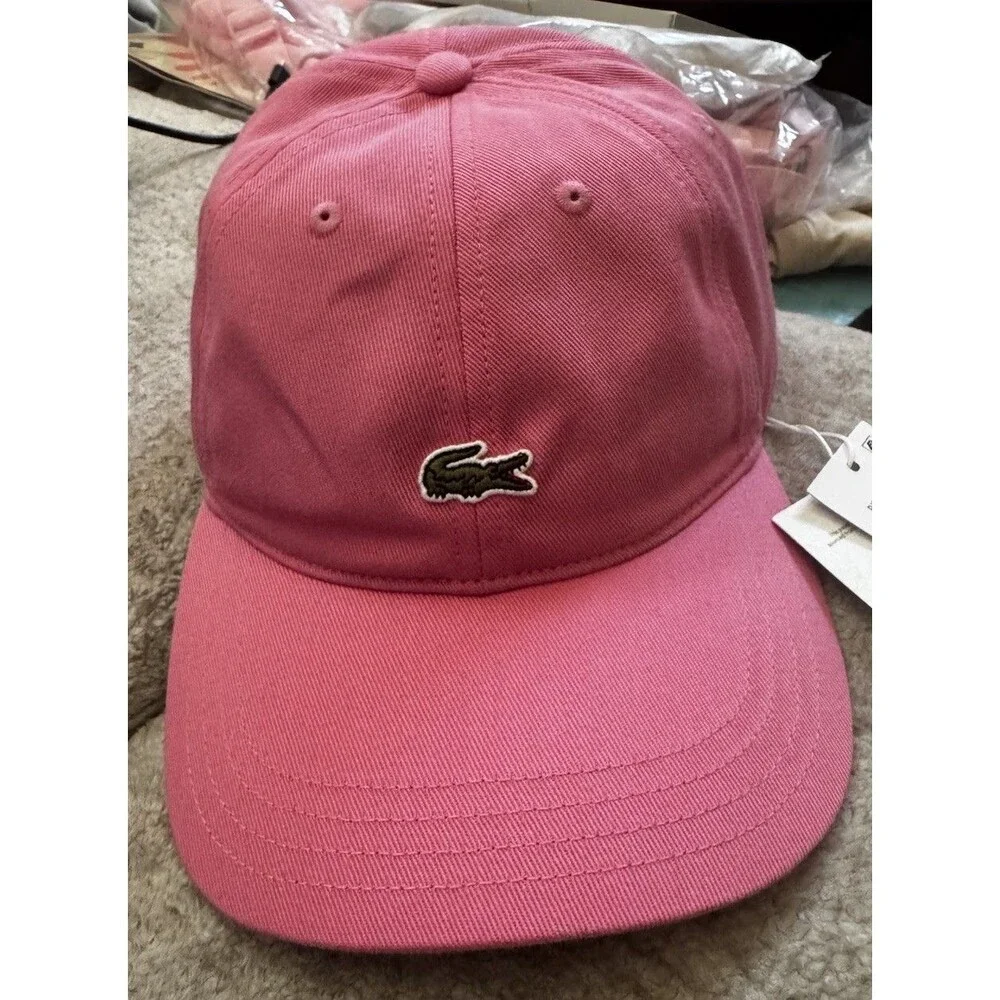 NWT Lacoste Unisex Pink Logo Cotton Twill Cap